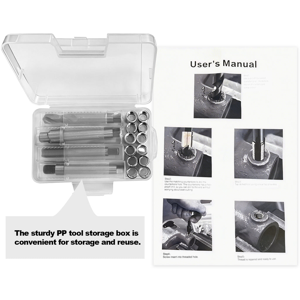 BZBMGMO M12x1.25 Thread Repair Kit, 12 Stainless Inserts(16.2mm), HSS Tools