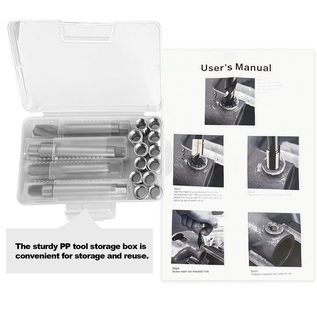 BZBMGMO M12x1.75 Thread Repair Kit, 12 Stainless Inserts(24.5mm), HSS Tools