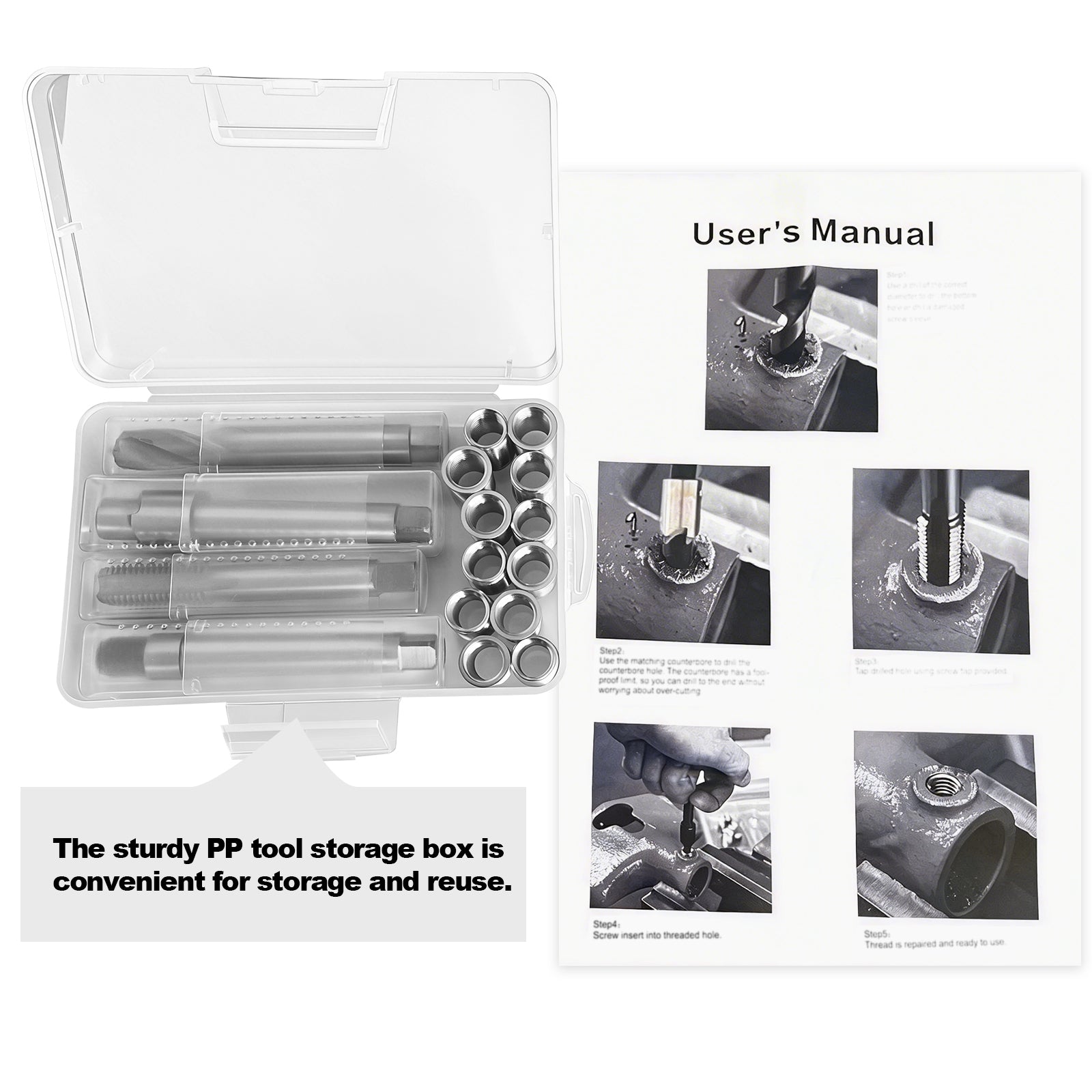 BZBMGMO M12x1.75 Thread Repair Kit, 12 Stainless Inserts(24.5mm), HSS Tools