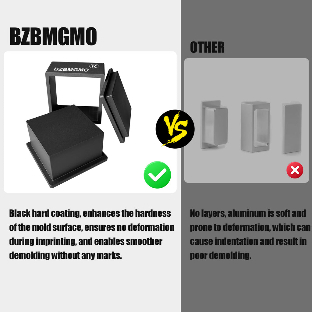 BZBMGMO 2.5"x2.5" Precision Square Pre-Press Mold – 6061 Aluminum CNC Tool