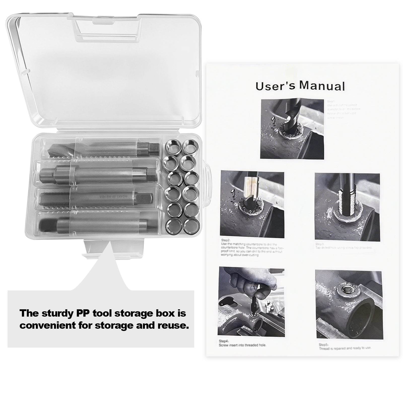 BZBMGMO M12x1.25 Thread Repair Kit, 12 Stainless Inserts(12.7mm), HSS Tools