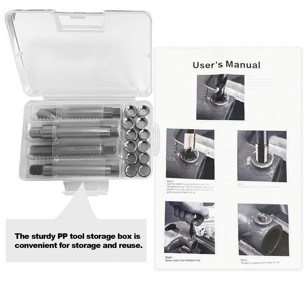 BZBMGMO M12x1.5 Thread Repair Kit, 12 Stainless Inserts(12.7mm), HSS Tools