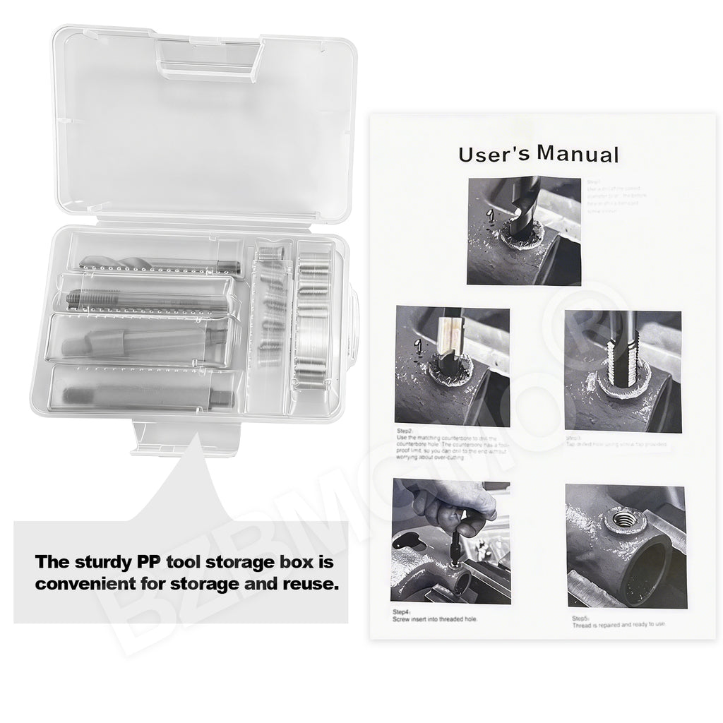 BZBMGMO M8x1.25 Metric Thread Repair Kit, 12 Inserts(11.7/16.2MM), HSS Tools