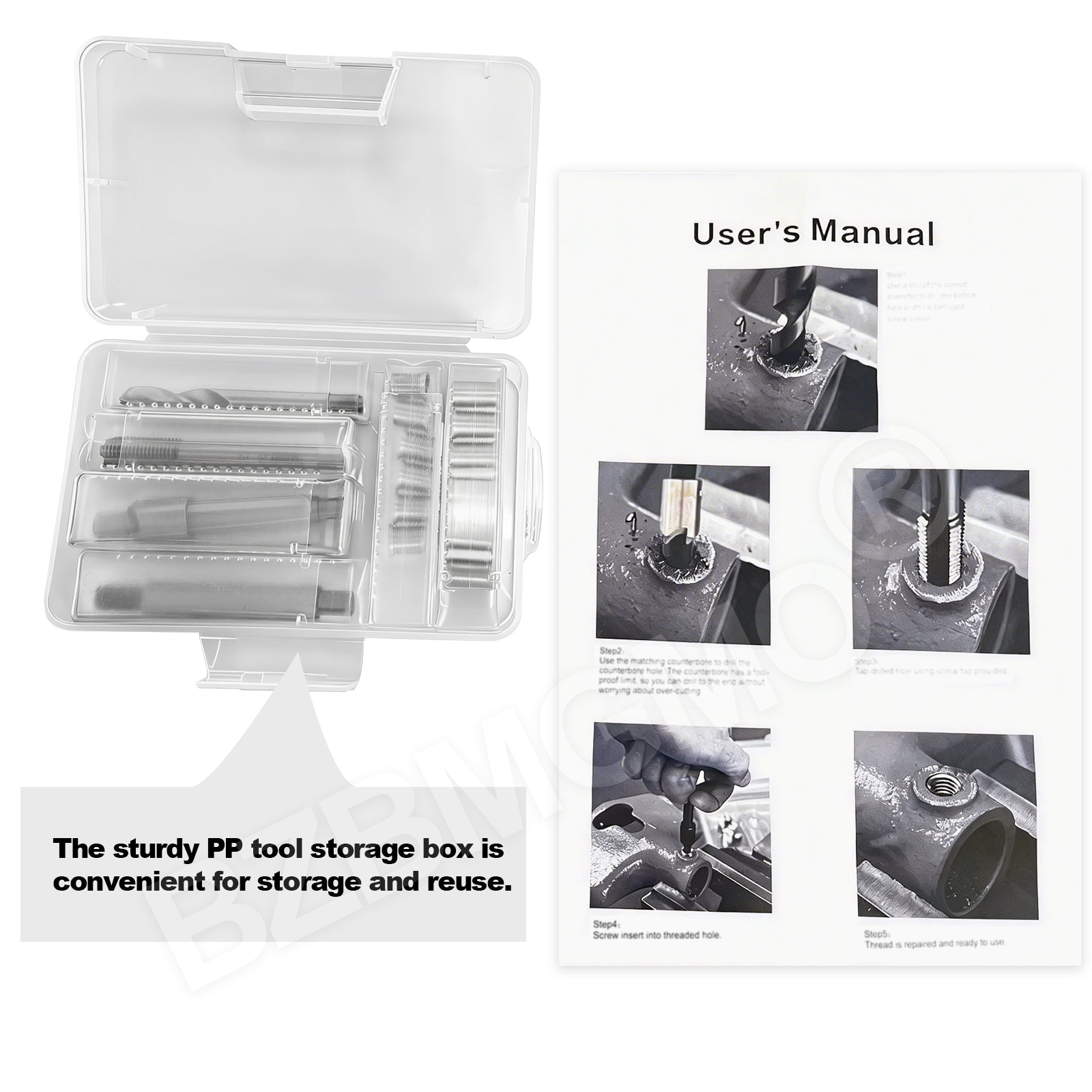 BZBMGMO M8x1.25 Metric Thread Repair Kit, 12 Inserts(11.7/16.2MM), HSS Tools