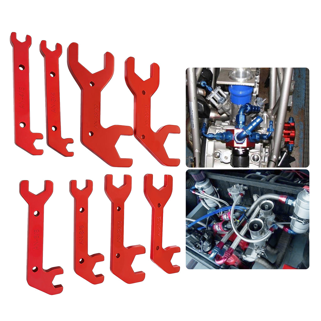 BZBMGMO AN  Aluminum AN Fitting Wrench Set (8-Piece Set, Red)