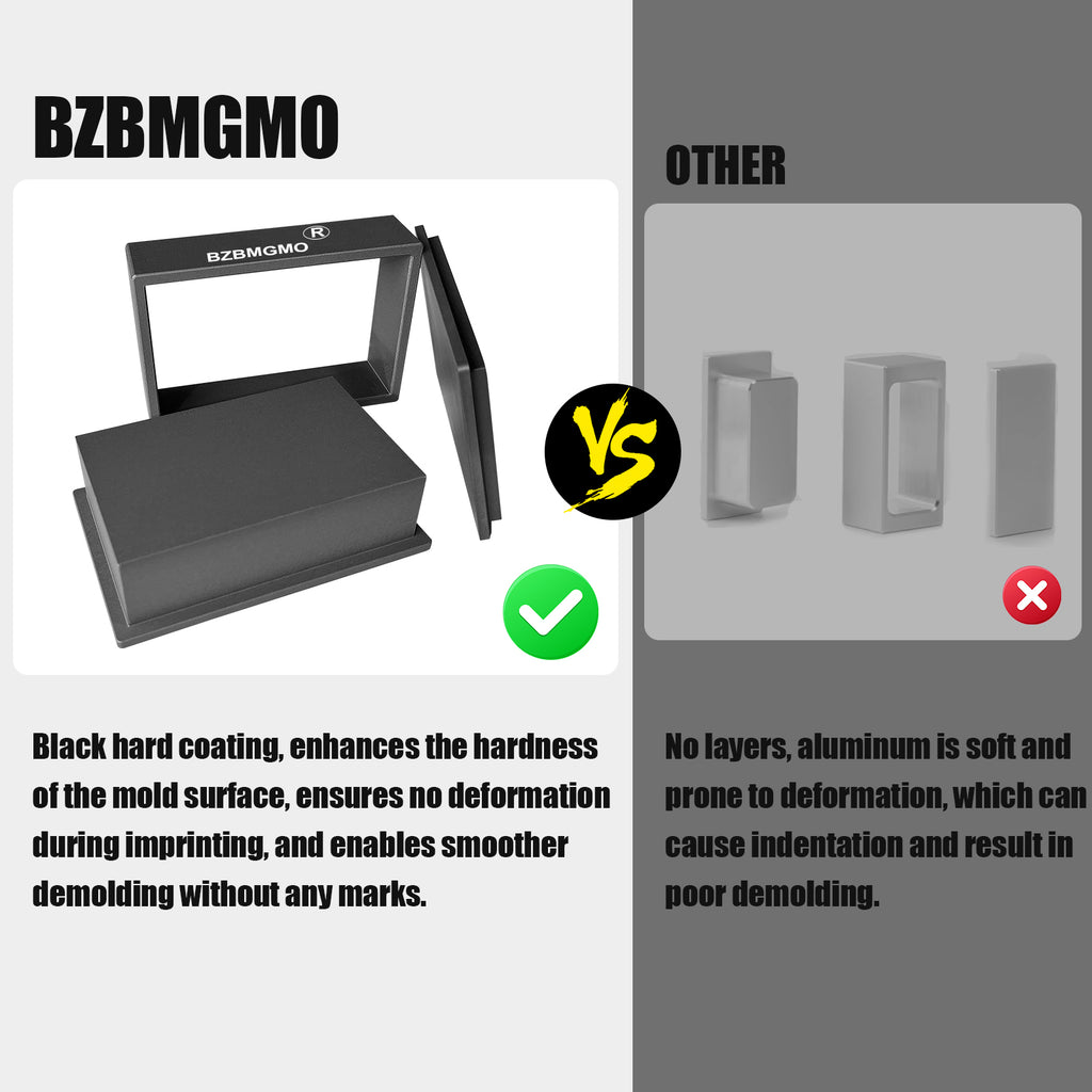 BZBMGMO 3"x5" Precision Square Pre-Press Mold – 6061 Aluminum CNC Tool
