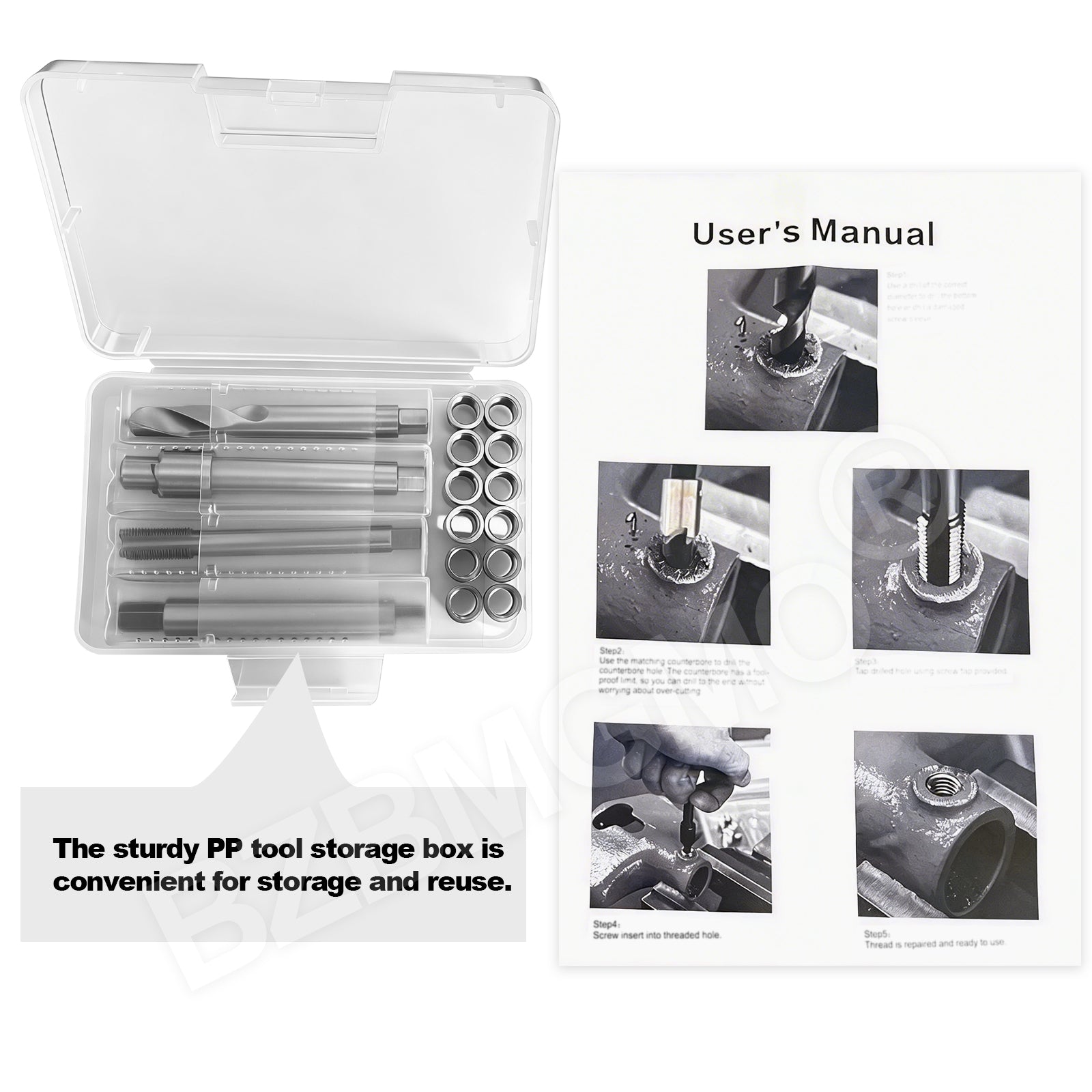 BZBMGMO M10x1.0 Metric Thread Repair Kit, 12 SS Inserts(12.7MM), HSS Tools