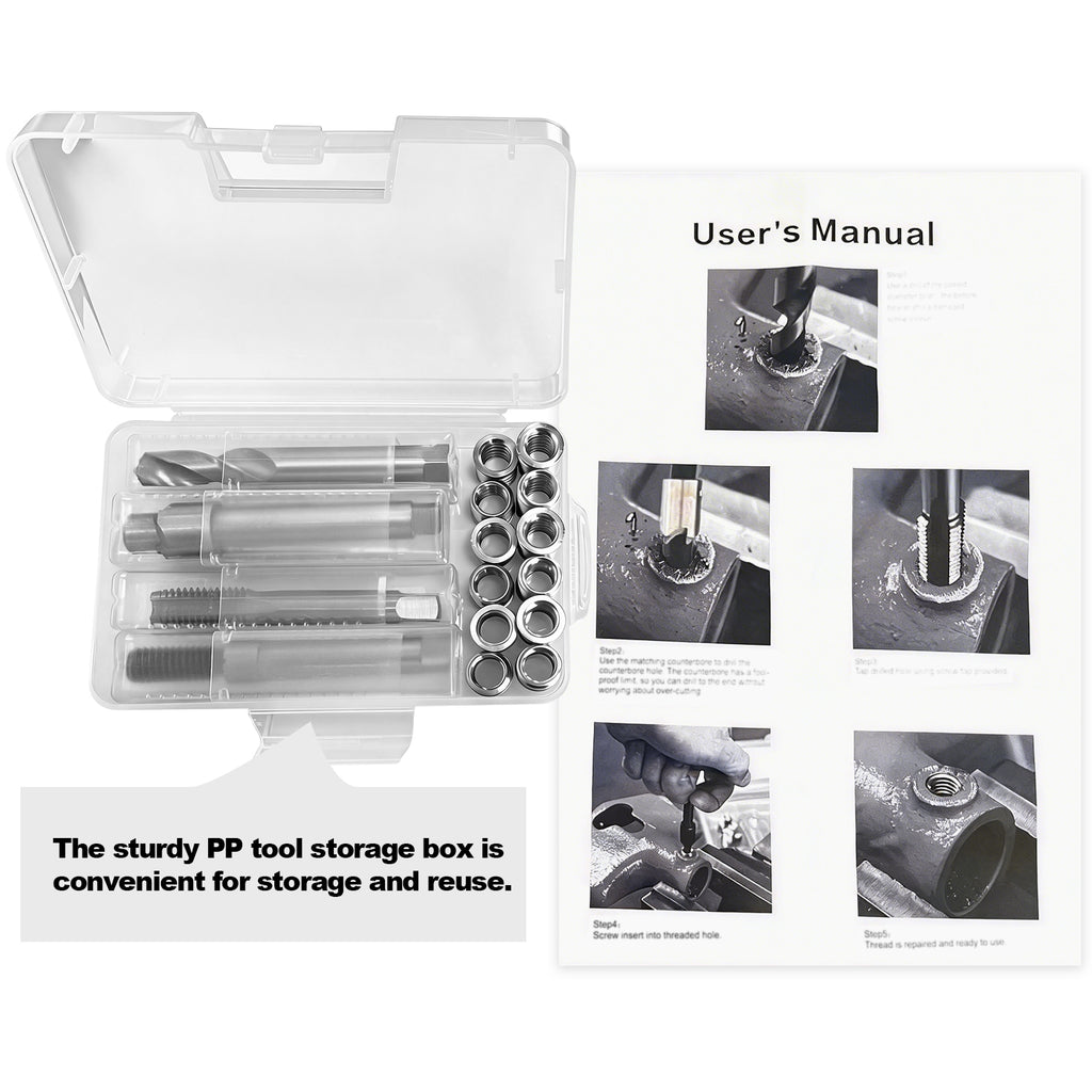 BZBMGMO 5/8-18 Inch SAE Thread Repair Kit,Stainless Inserts(3/4 & 1/2 Inch)