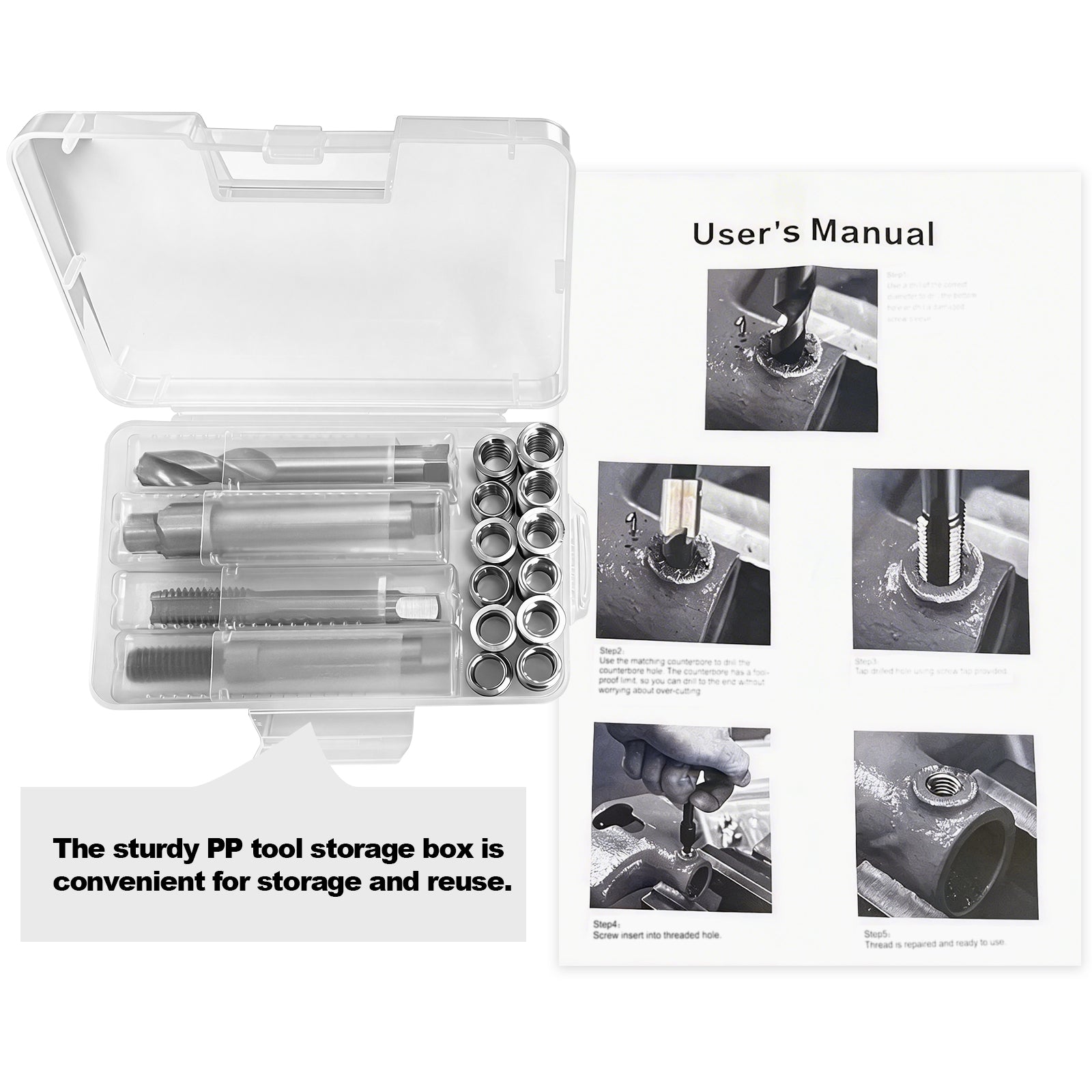 BZBMGMO 5/8-18 Inch SAE Thread Repair Kit,Stainless Inserts(3/4 & 1/2 Inch)