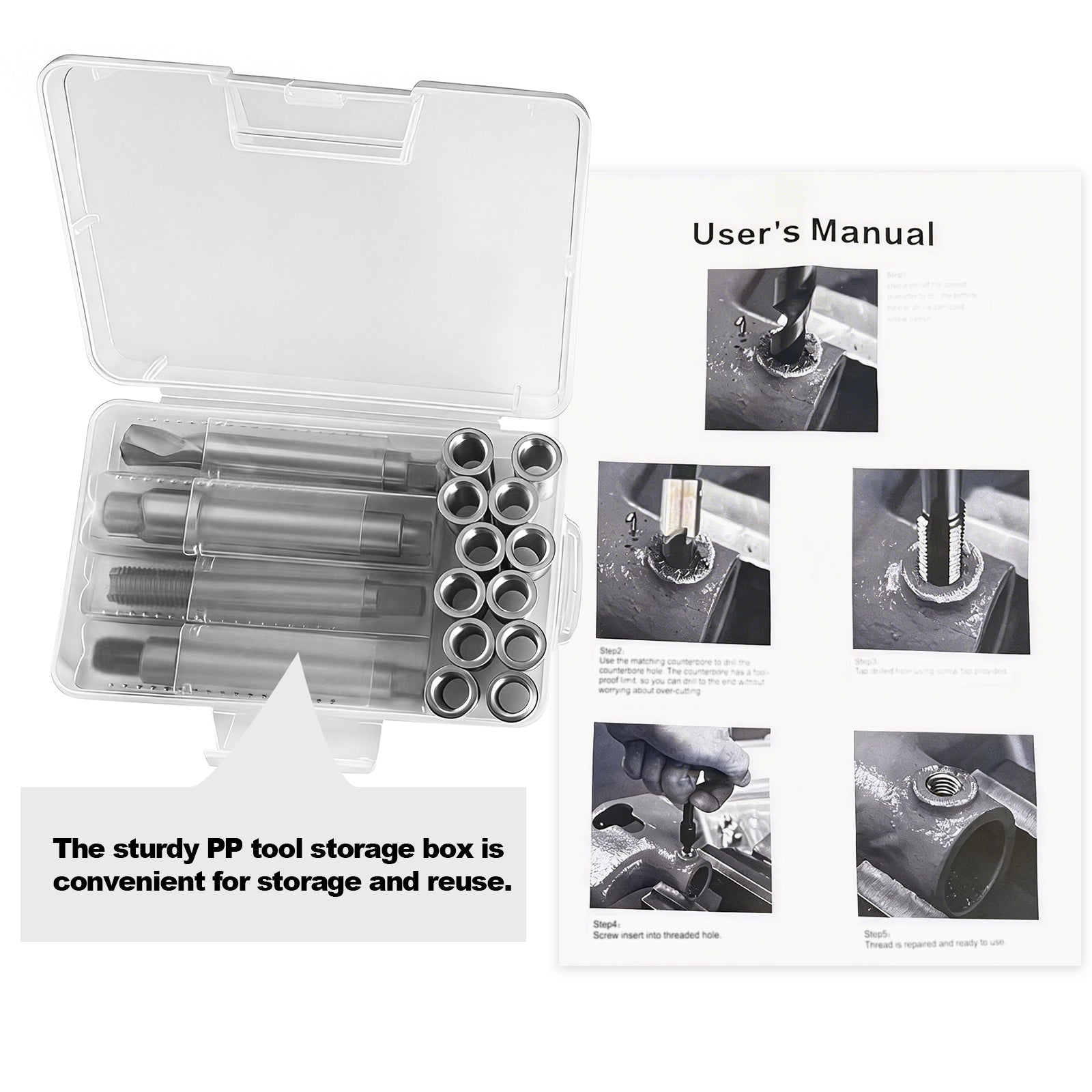 BZBMGMO M12x1.5 Thread Repair Kit, 12 Stainless Inserts(28.2mm), HSS Tools
