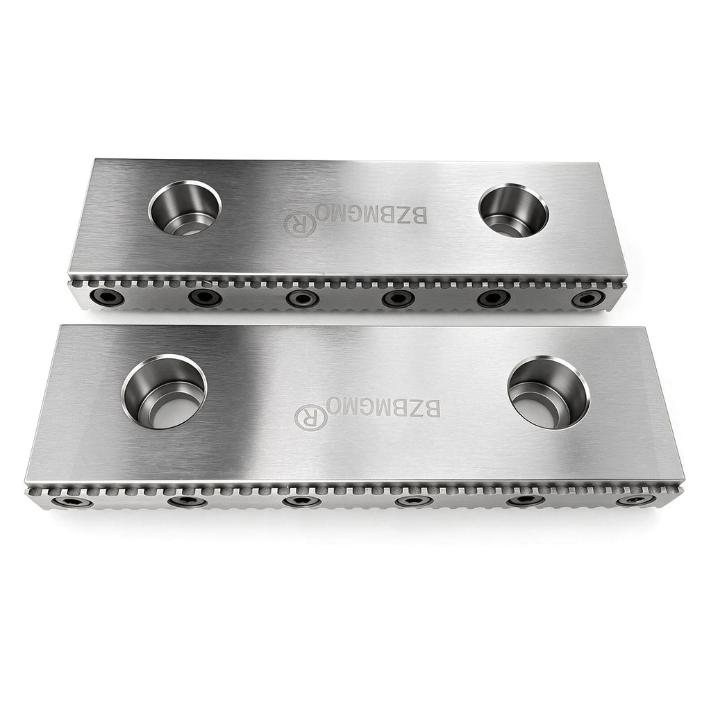 BZBMGMO 6" CNC Milling Steel Hardened Vise Jaws with Serrated Inserts (Pair)