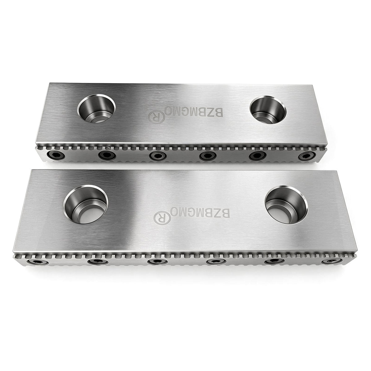 BZBMGMO 6" CNC Milling Steel Hardened Vise Jaws with Serrated Inserts (Pair)