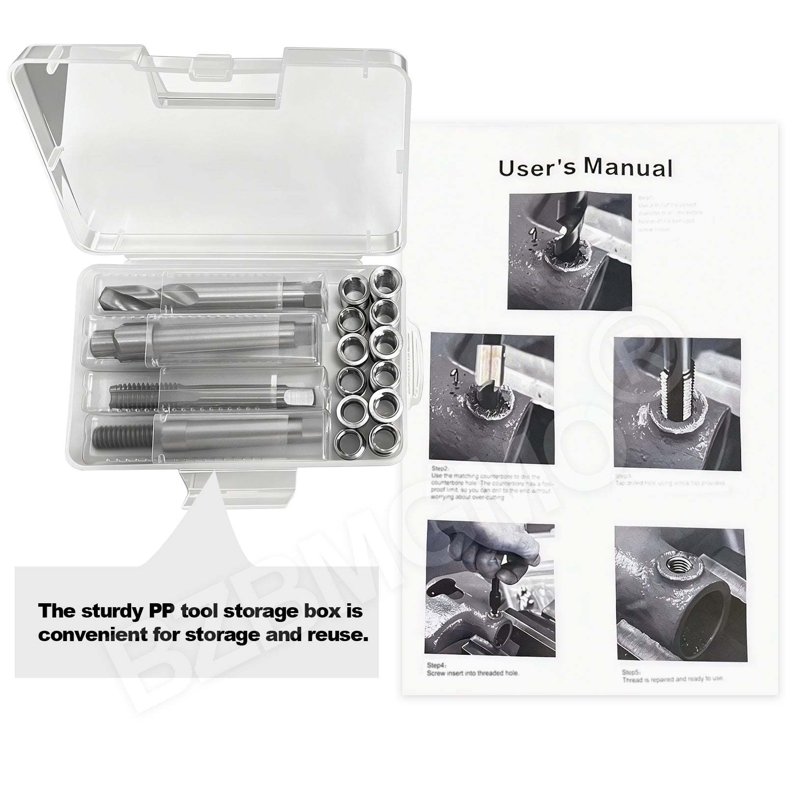 BZBMGMO M11x1.25 Thread Repair Kit, 12 Stainless Inserts(16.2/28mm), HSS Tools