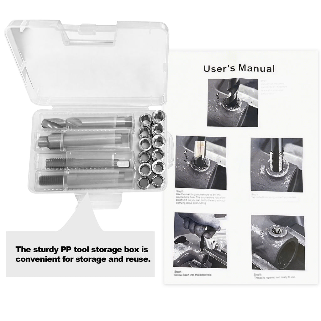 BZBMGMO 1/2-13 Inch SAE Thread Repair Kit,Stainless Inserts(3/4 & 1/2 Inch)
