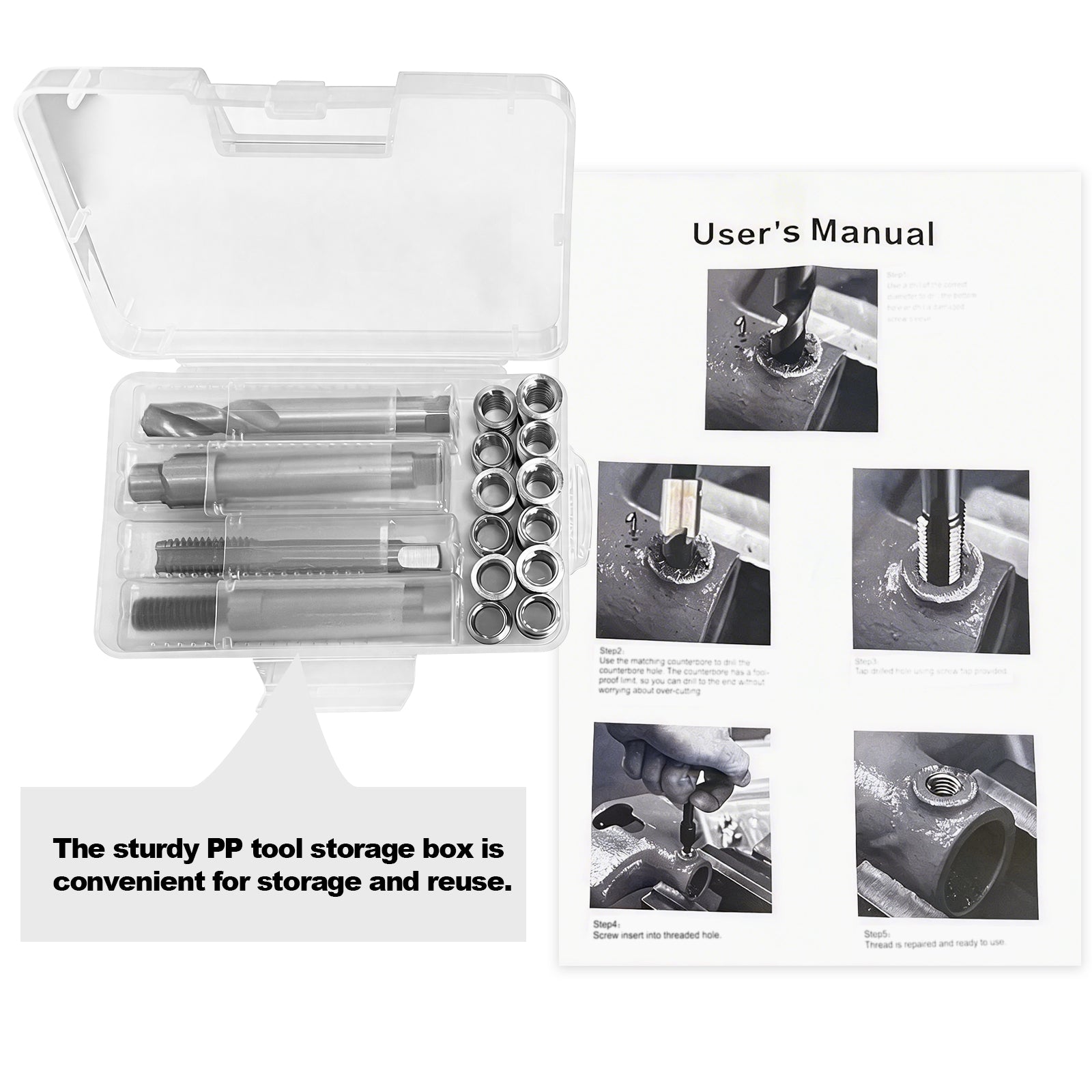 BZBMGMO 1/2-13 Inch SAE Thread Repair Kit,Stainless Inserts(3/4 & 1/2 Inch)