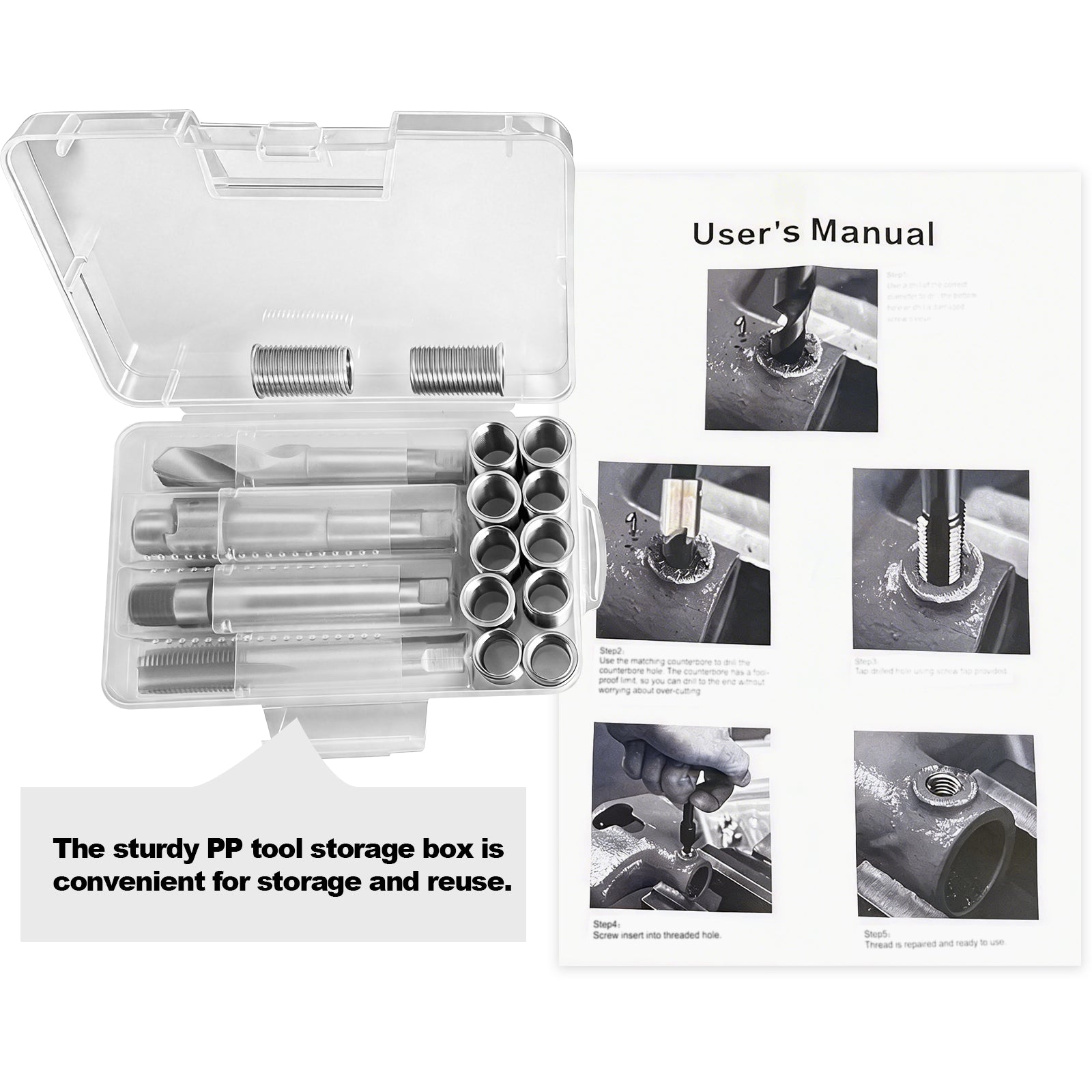 BZBMGMO M14x1.5 Thread Repair Kit, 12 Stainless Inserts(28.2mm), HSS Tools