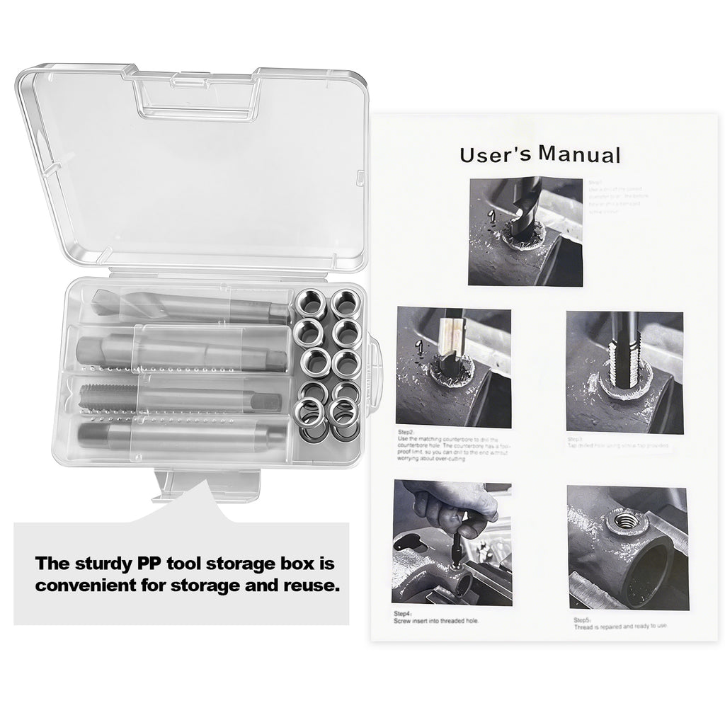 BZBMGMO 7/16-20 Inch SAE Thread Repair Kit,Stainless Inserts(3/4 & 1/2 Inch)
