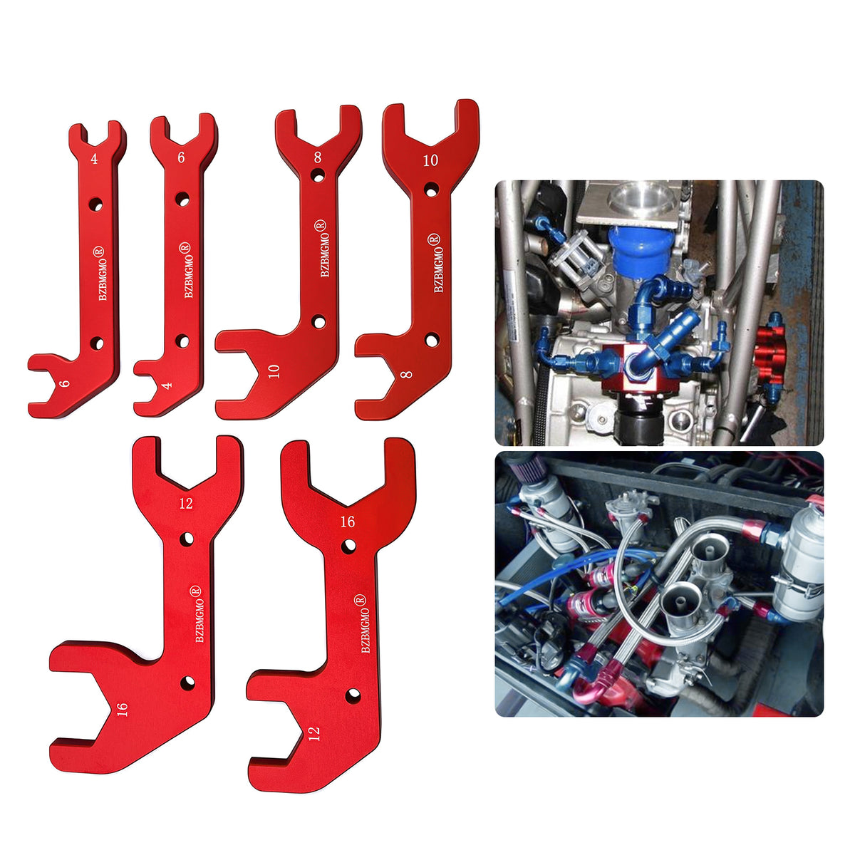 BZBMGMO AN  Aluminum AN Fitting Wrench Set (6-Piece Set, Red)