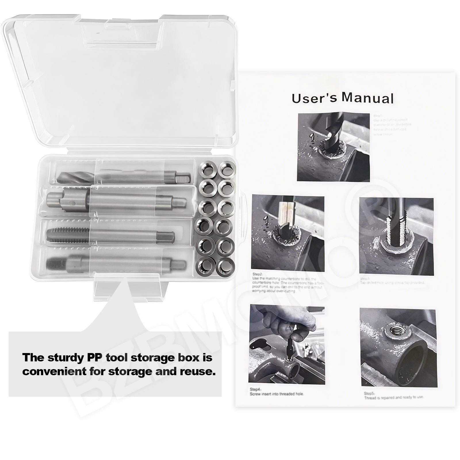 BZBMGMO M9x1.25 Thread Repair Kit, 12 Stainless Inserts(12.5mm), HSS Tools