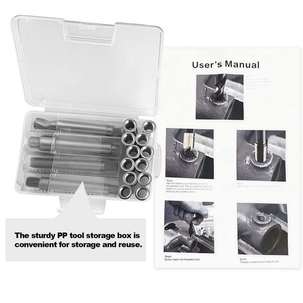 BZBMGMO M12x1.25 Thread Repair Kit, 12 Stainless Inserts(28.2mm), HSS Tools