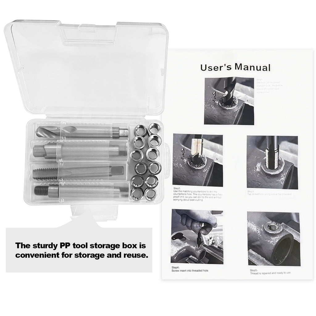 BZBMGMO 7/16-14 Inch SAE Thread Repair Kit,Stainless Inserts(3/4 & 1/2 Inch)