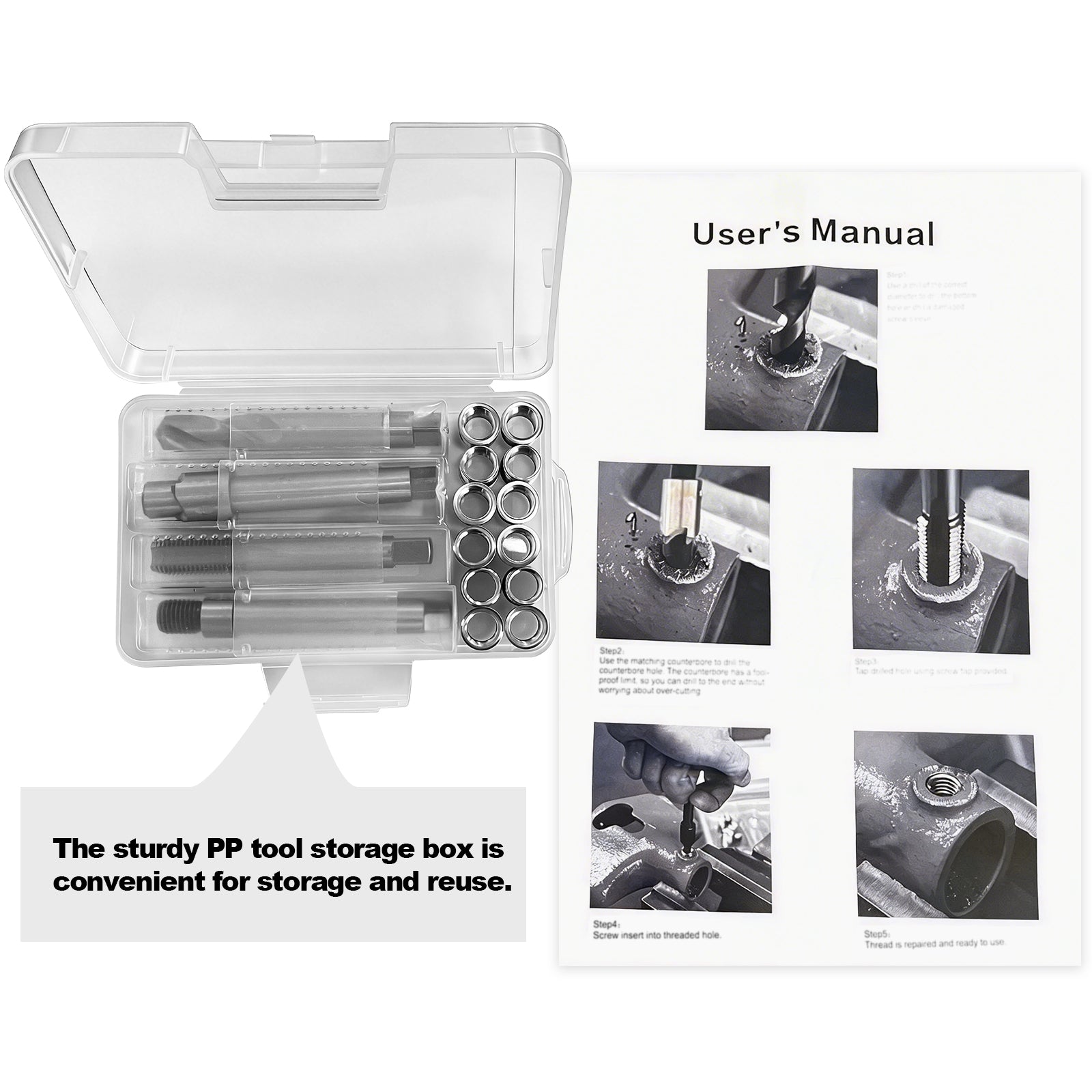 BZBMGMO M12x1.75 Thread Repair Kit, 12 Stainless Inserts(16.2mm), HSS Tools