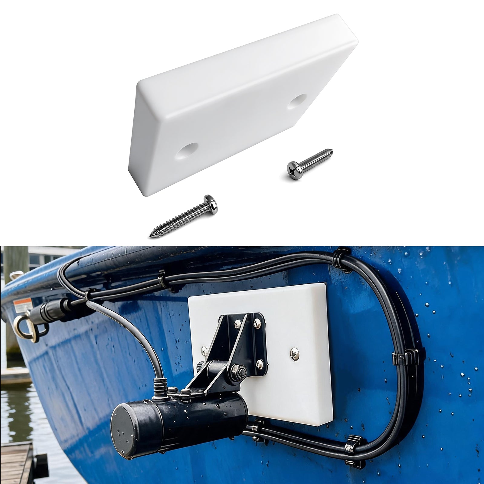 BZBMGMO Transom Transducer Boat Mounting Board Plate 3.5" x 4.5" Marine PVC