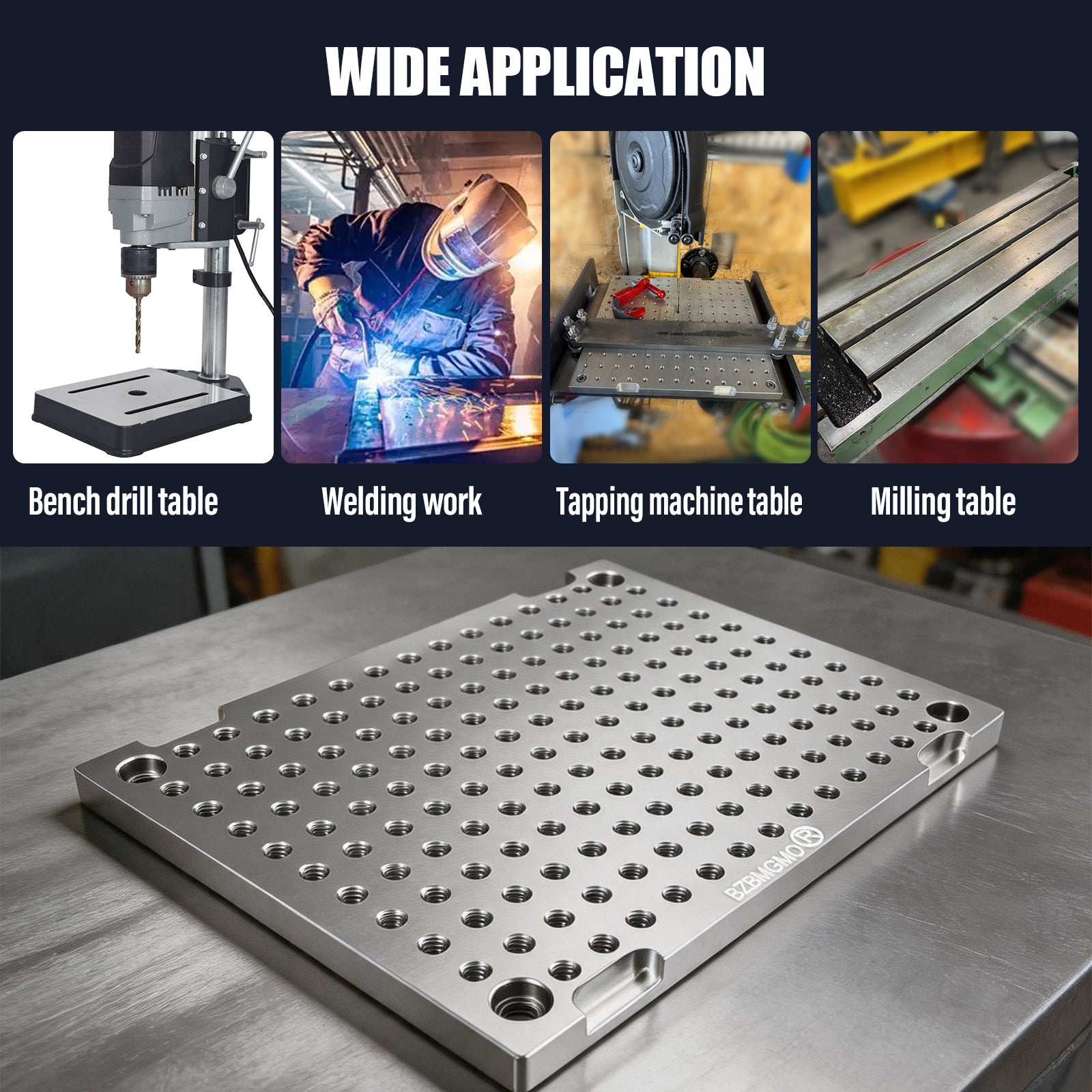 BZBMGMO 6x8x1/2" MIC 6 Aluminum Fixture / Sacrificial Plate, Mini Pallet, 1/4-20
