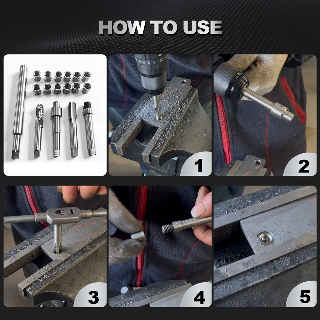 BZBMGMO M10x1.0 * 12.7 Thread Repair Kit,with 150mm Extension Rod