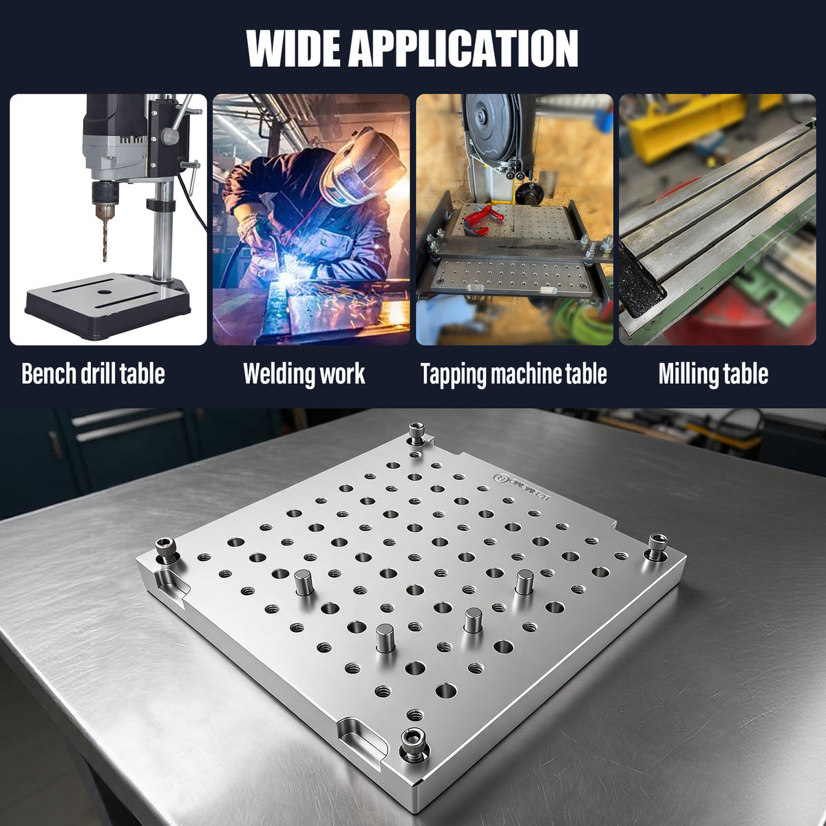 BZBMGMO 8x8x0.8" MIC 6 Aluminum Fixture / Sacrificial Plate, Mini Pallet, 1/4-20