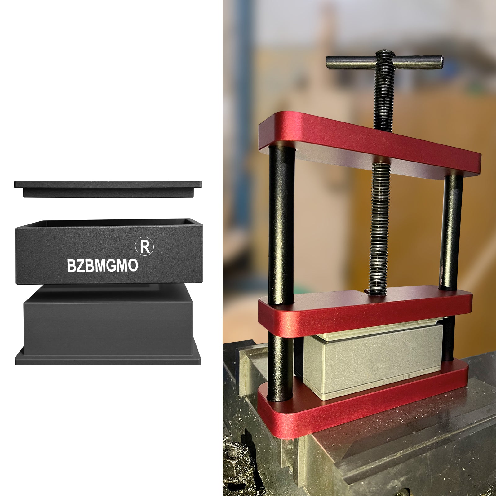 BZBMGMO 2"x4" Precision Square Pre-Press Mold – 6061 Aluminum CNC Tool
