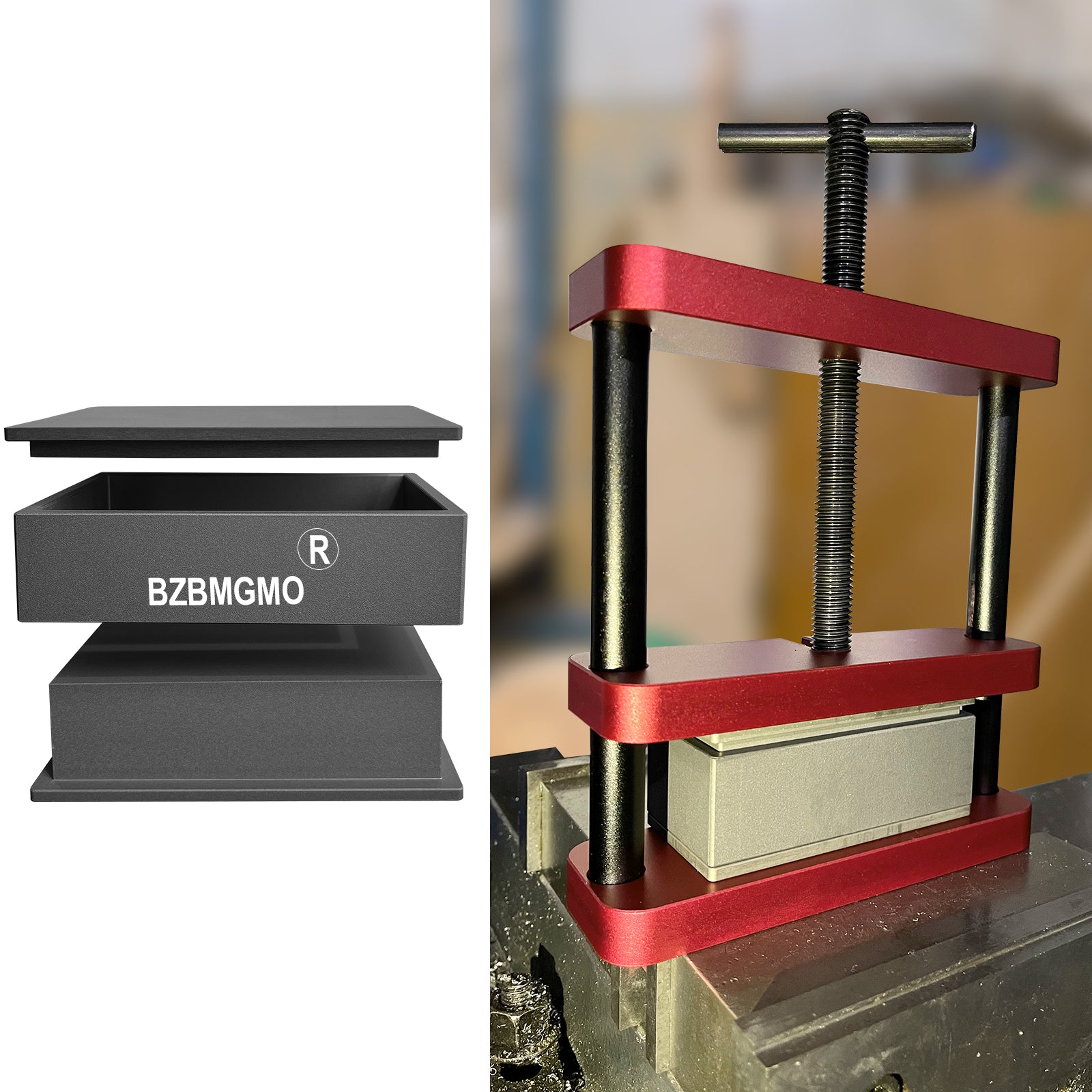BZBMGMO 3"x5" Precision Square Pre-Press Mold – 6061 Aluminum CNC Tool