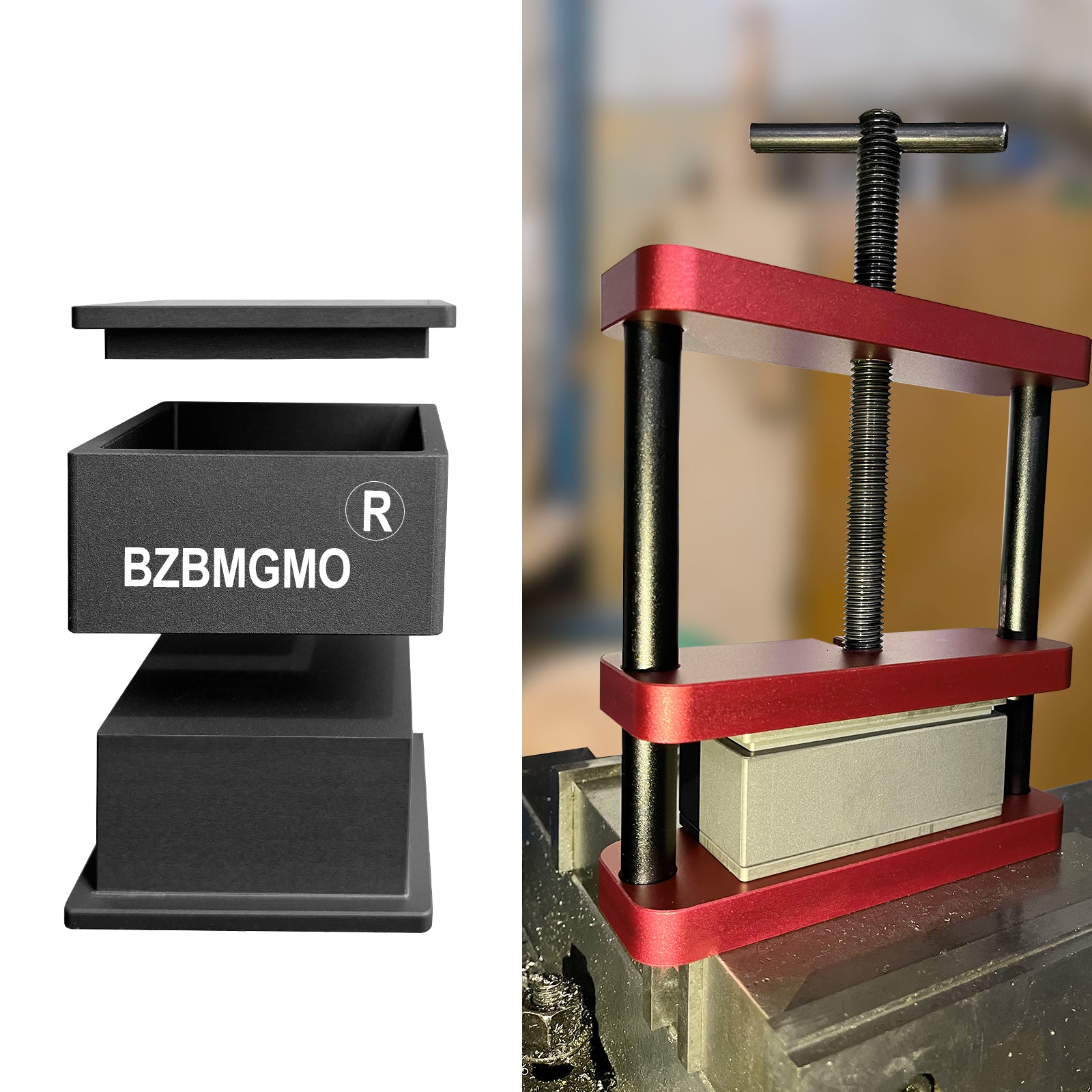 BZBMGMO 2.5"x2.5" Precision Square Pre-Press Mold – 6061 Aluminum CNC Tool