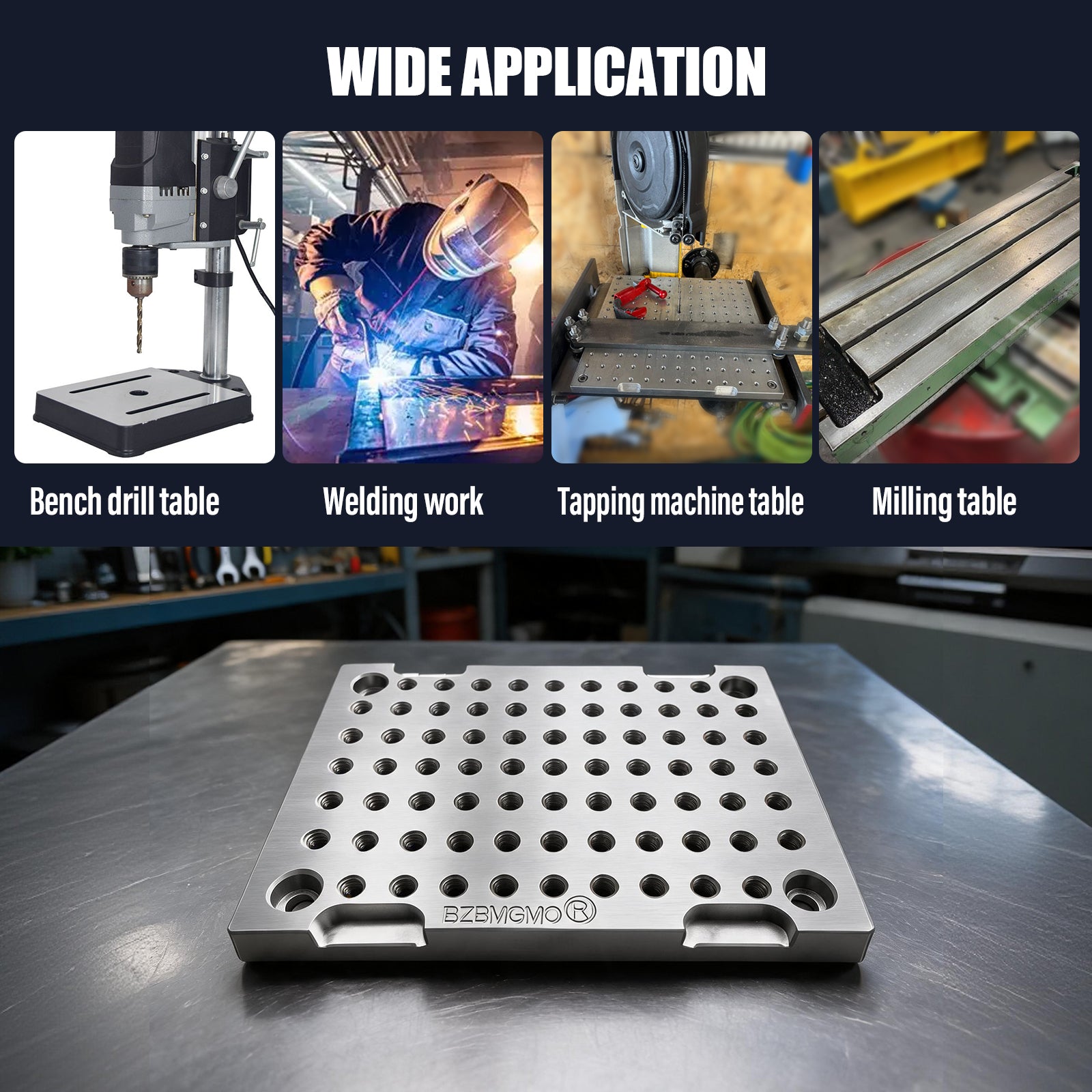 BZBMGMO 5x6x1/2" MIC 6 Aluminum Fixture / Sacrificial Plate, Mini Pallet, 1/4-20