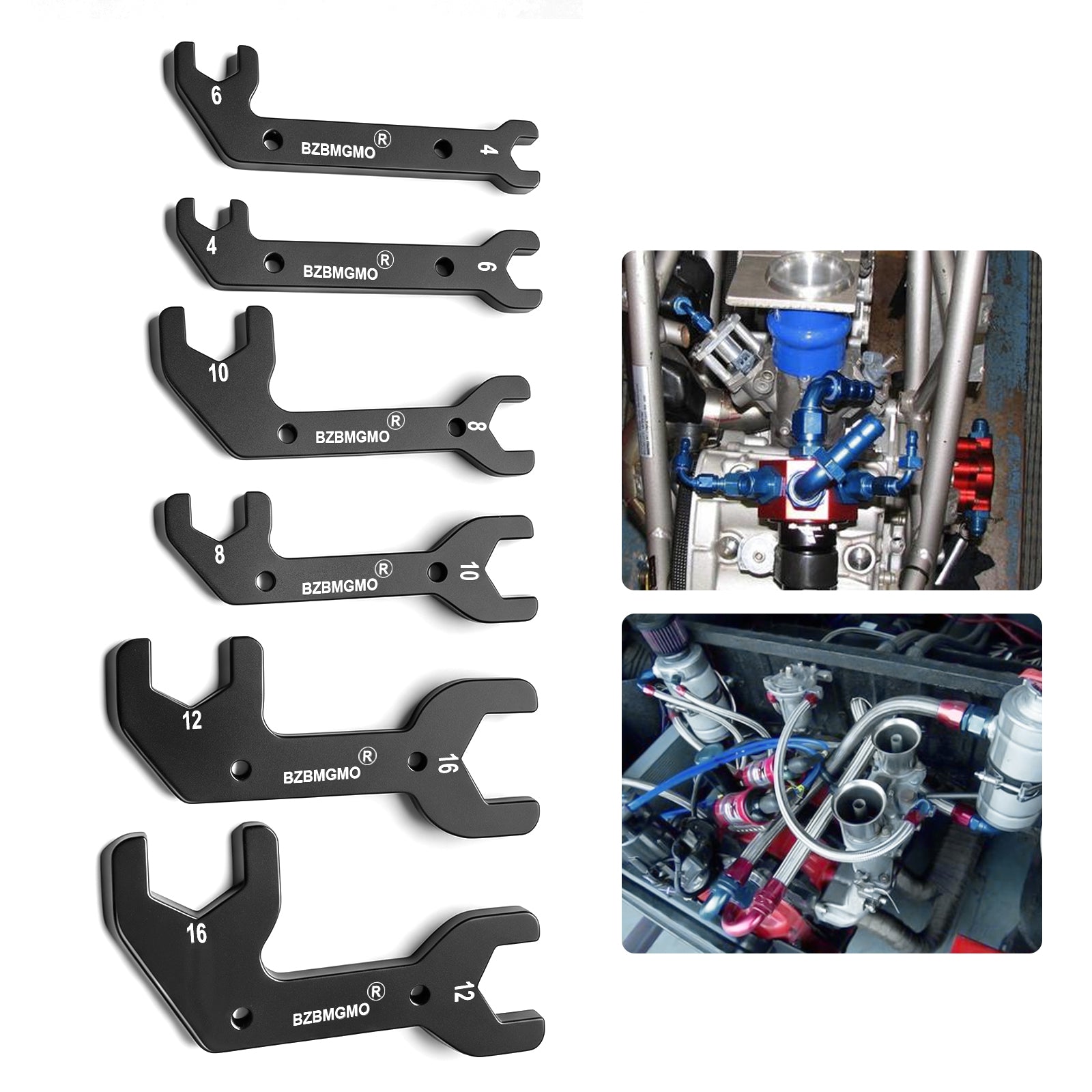 BZBMGMO AN  Aluminum AN Fitting Wrench Set (AN4/AN6/AN8/AN10/AN12/AN16)，6-Piece
