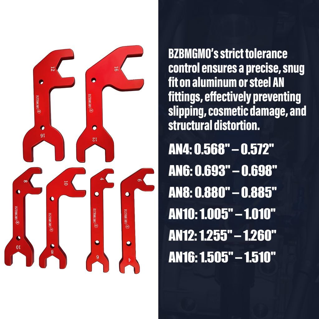 BZBMGMO AN  Aluminum AN Fitting Wrench Set (6-Piece Set, Red)