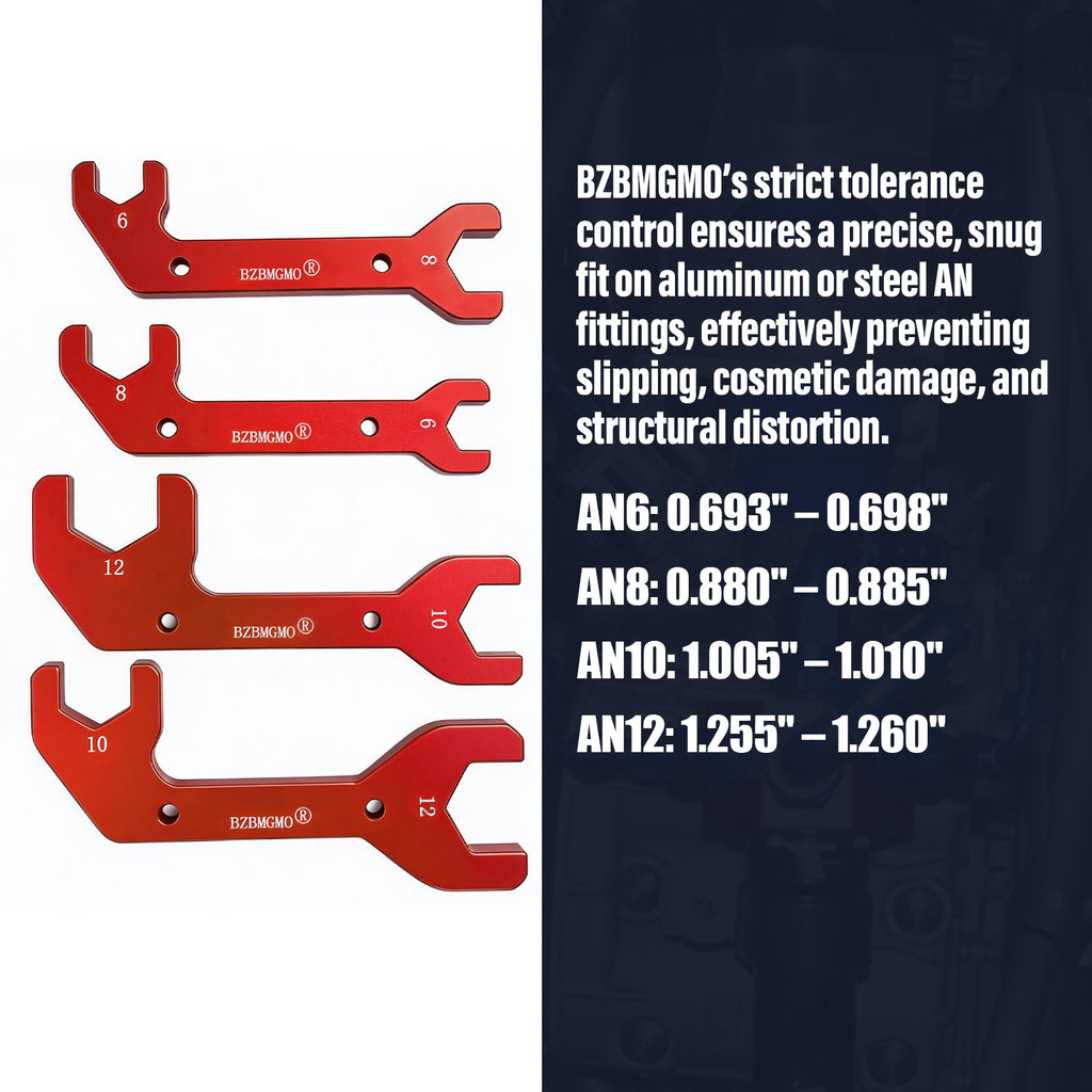 BZBMGMO AN  Aluminum AN Fitting Wrench Set (4-Piece Set, Red)